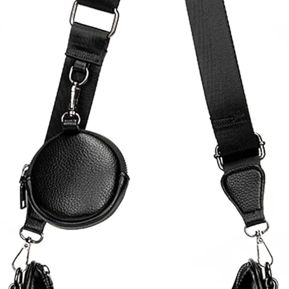 Crossbody Hobo Handbag PU Leather Women with Coin Pouch Multiple Straps - Picture 1 of 6